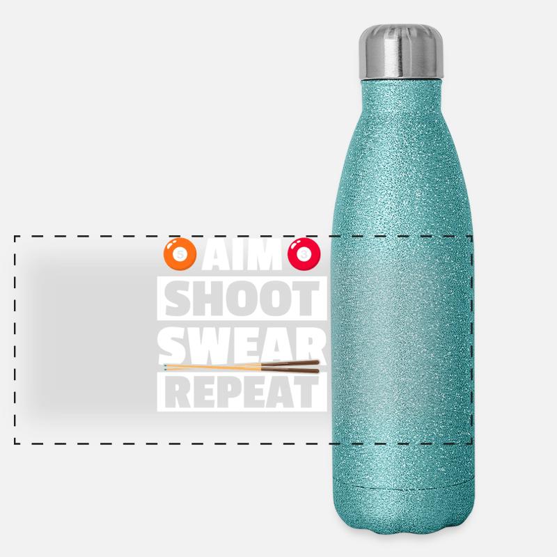Aim shoot swear lustiges Billard Billardspieler Panorama Glitzer Isolierflasche 500 ml