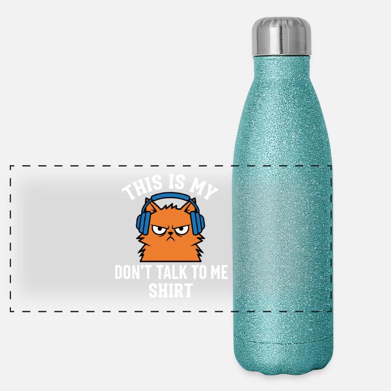 Ne dérangez pas le chat avec un casque drôle Gourde isotherme panoramique pailletée 500 ml