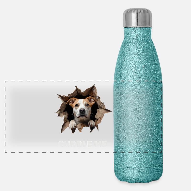 Cuddle Me Dog Hole Breakthrough Cute Gift Panoramic Glitter Thermal Bottle 500 ml