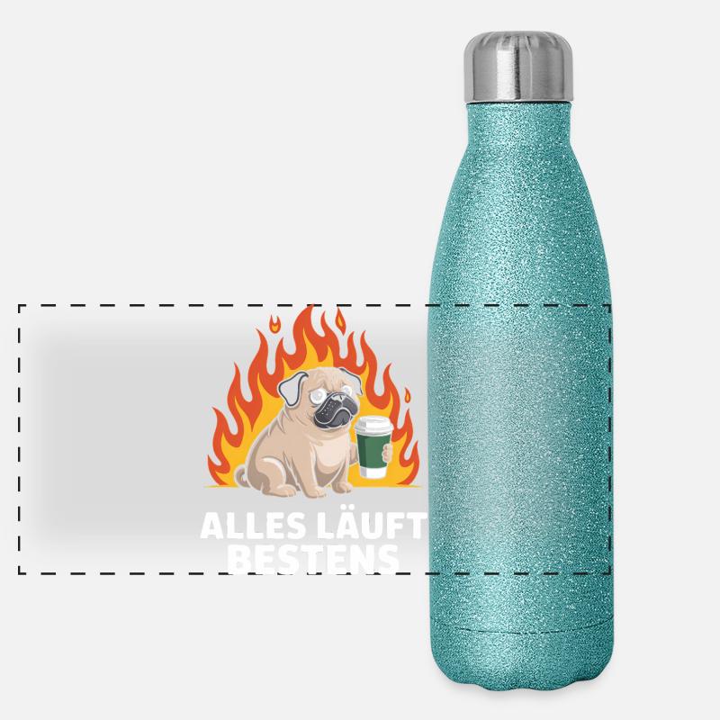 Alles Läuft bestens - Deutsche Memes Panorama Glitzer Isolierflasche 500 ml