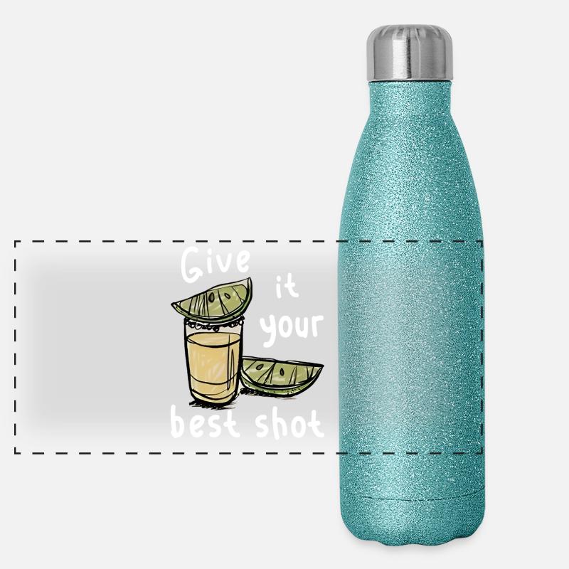 Tequila Shot Gourde isotherme panoramique pailletée 500 ml
