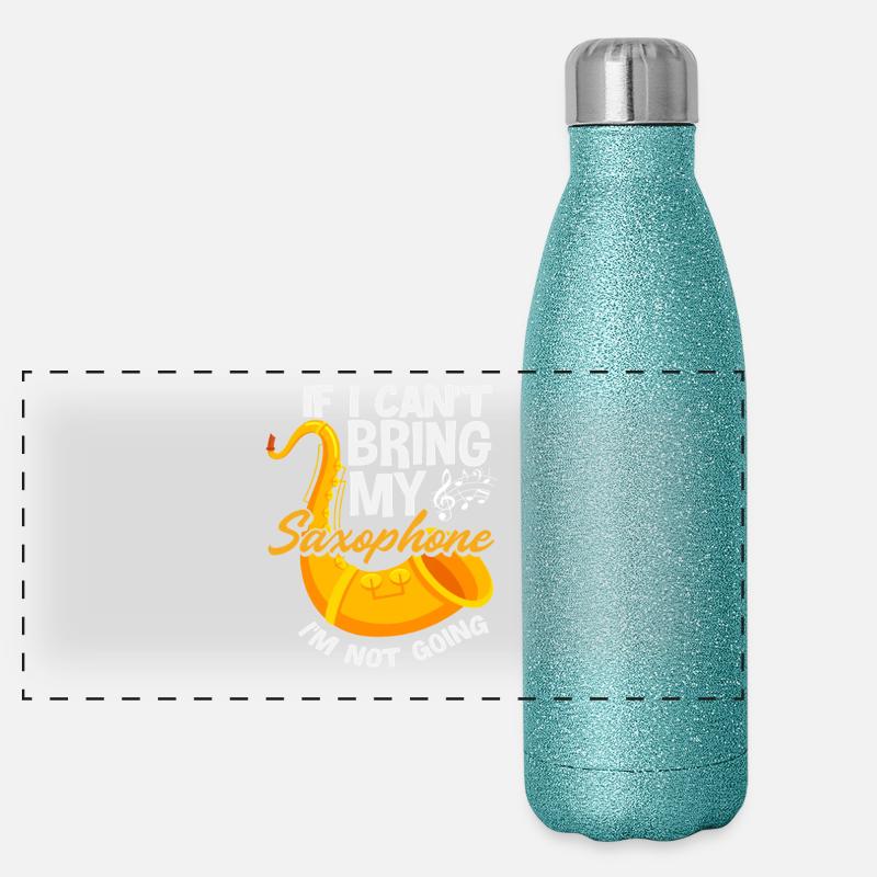 Funny Saxophone Player Orchestra Member Panoramic Glitter Thermal Bottle 500 ml
