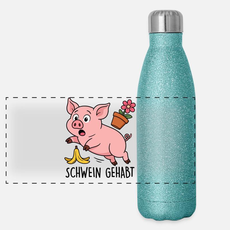 PIG - Panoramic Glitter Thermal Bottle 500 ml - blue glitter