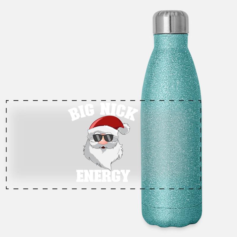 Weihnachtsmann, lustiges Weihnachten, große Nick-E Panorama Glitzer Isolierflasche 500 ml