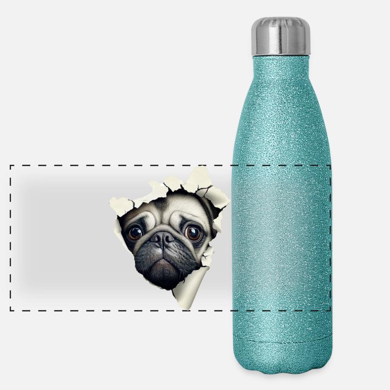 Mops Panorama Glitzer Isolierflasche 500 ml