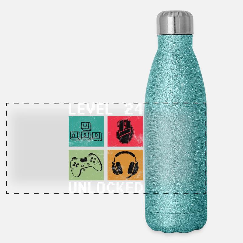 Level 24 Unlocked Pixel Gear Panorama Glitzer Isolierflasche 500 ml