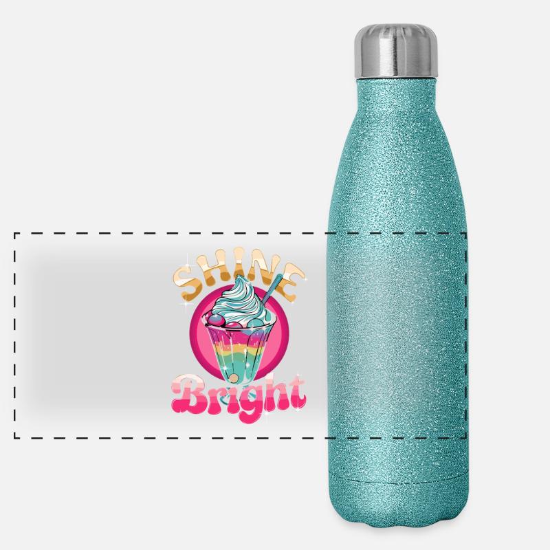  Shine Bright Bunter Eisbecher Regenbogen Dessert Panorama Glitzer Isolierflasche 500 ml