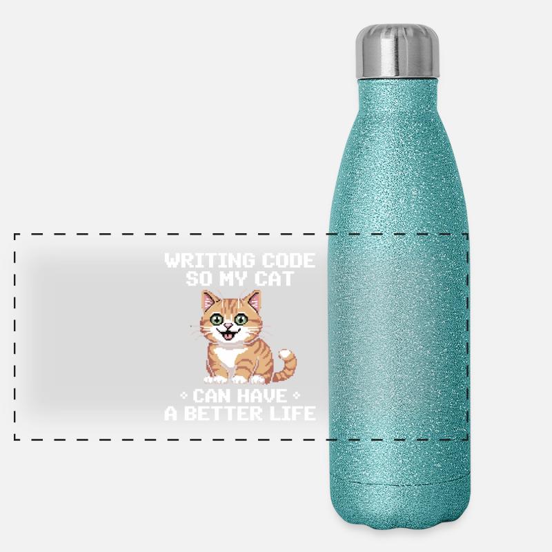 Programmation de Chat Codage Drôle et Chat Allemand Gourde isotherme panoramique pailletée 500 ml