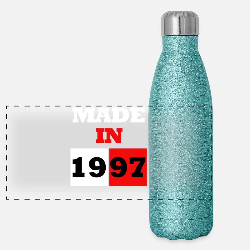 Made in 1997 Anniversary - Panoramic Glitter Thermal Bottle 500 ml - blue glitter