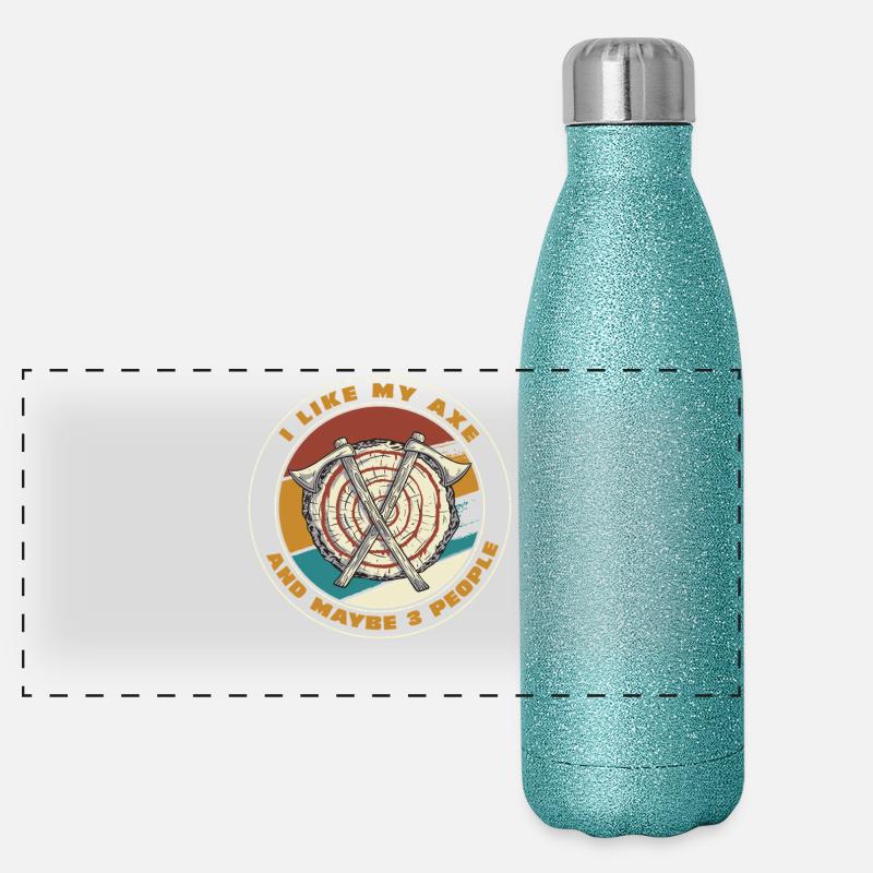 Axt Zielscheiben Retro Patch Panorama Glitzer Isolierflasche 500 ml