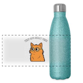Ce que les chats pensent vraiment : Maths drôles - Gourde isotherme panoramique pailletée 500 ml - paillettes bleues - Devant