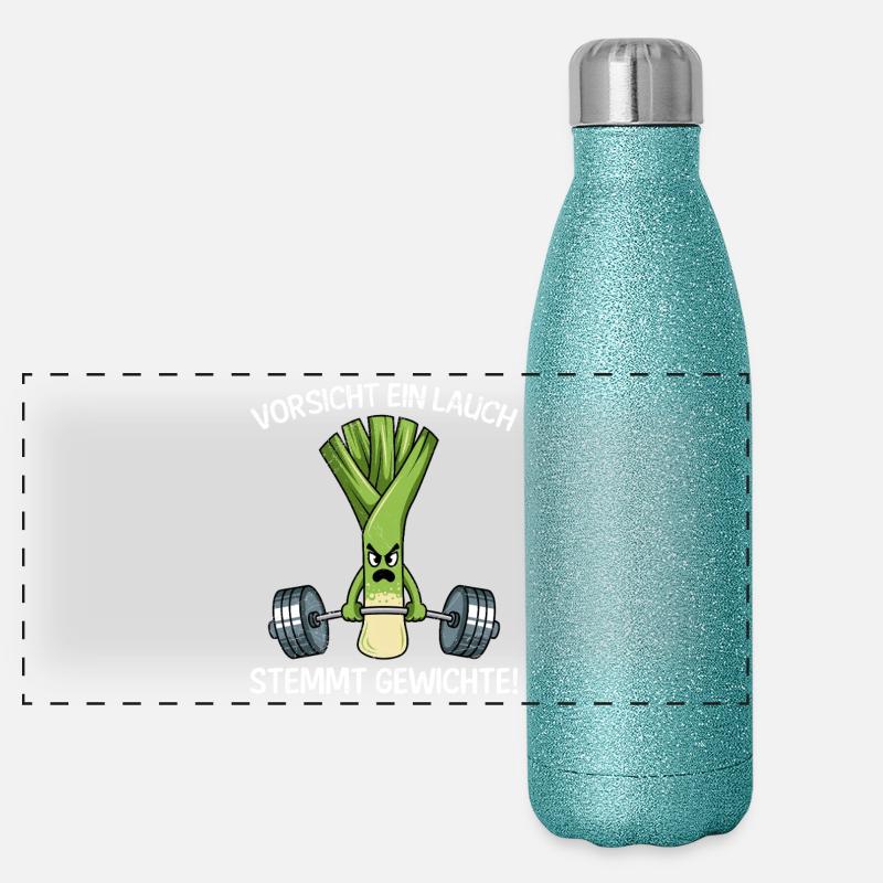 Gewichtheber VORSICHT EIN LAUCH STEMMT GEWICHTE Panorama Glitzer Isolierflasche 500 ml