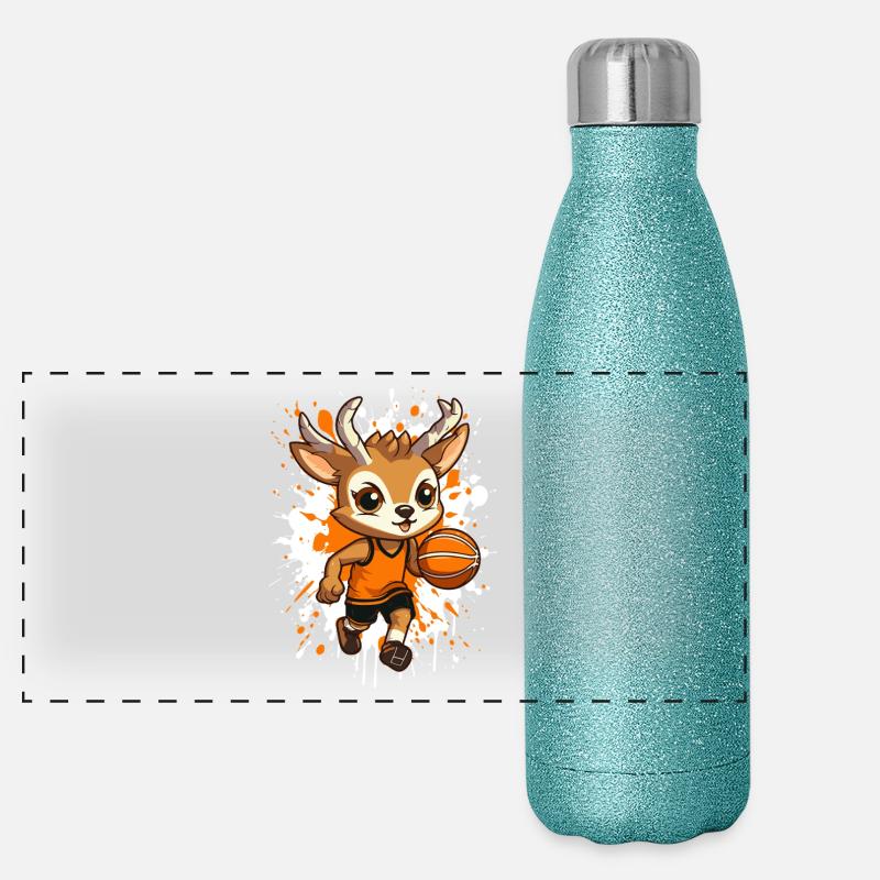 Cerf de basket-ball en sprint Gourde isotherme panoramique pailletée 500 ml
