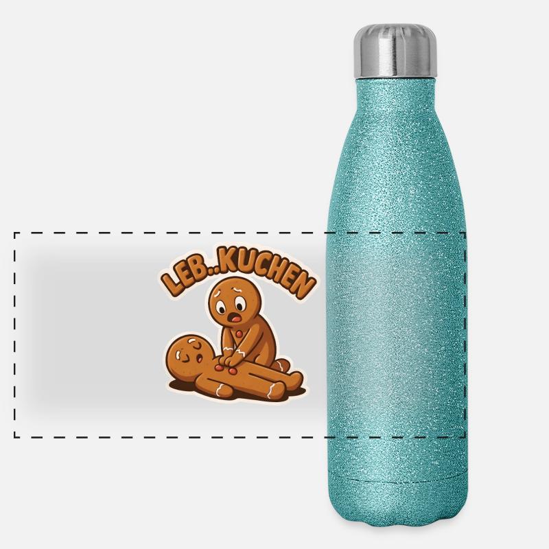 Cake Gingerbread First Aid Saying Funny Panoramic Glitter Thermal Bottle 500 ml