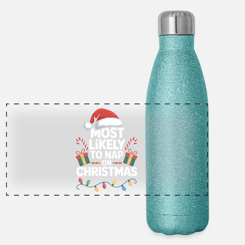 Le plus susceptible de faire une sieste à Noël Gourde isotherme panoramique pailletée 500 ml