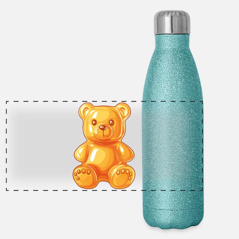 Golden Teddy Bear Cuddle Art Panoramic Glitter Thermal Bottle 500 ml