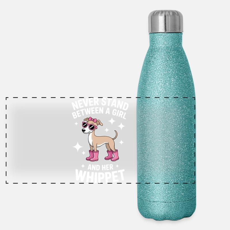 Whippet Spruch Mädchen Lustiges Whippet Geschenk Panorama Glitzer Isolierflasche 500 ml