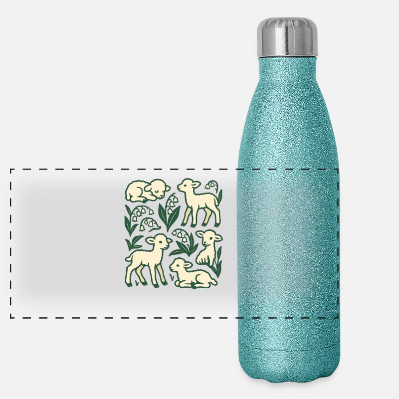 Quatuor Lamb dans Spring Meadow Gourde isotherme panoramique pailletée 500 ml