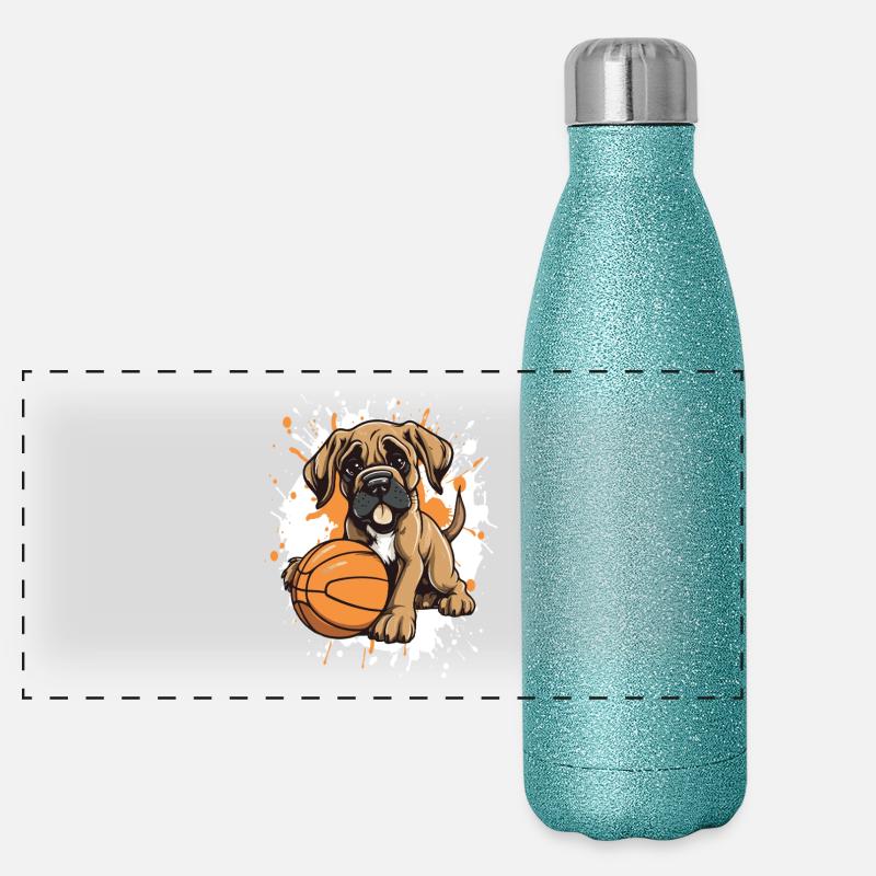 Dunk de chiot dans une photo de basket Gourde isotherme panoramique pailletée 500 ml
