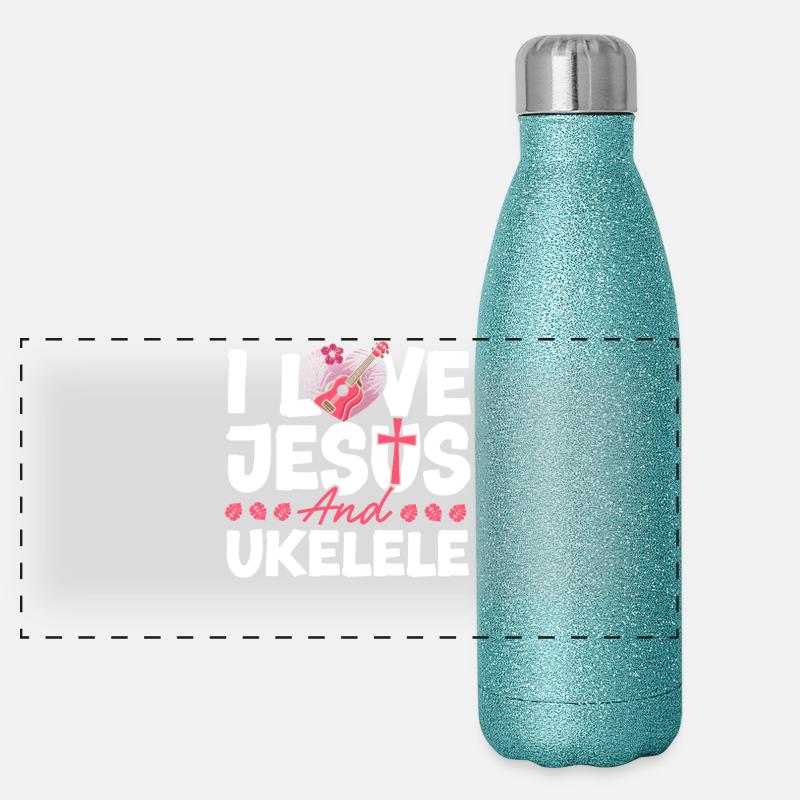 Ukulélé hawaïen Uke Jésus Foi Gourde isotherme panoramique pailletée 500 ml