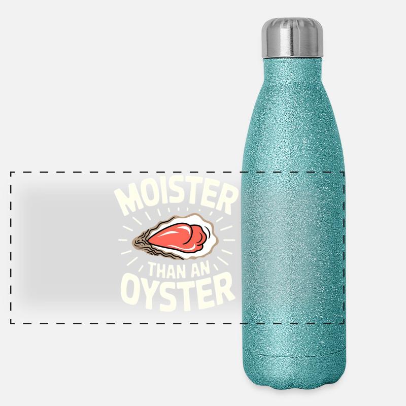 Moister als Auster – Wortwitz-Design Panorama Glitzer Isolierflasche 500 ml