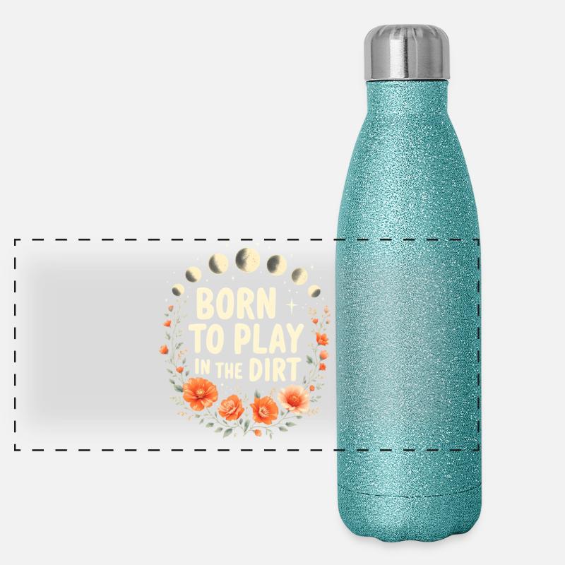 Né pour jouer dans la terre Gourde isotherme panoramique pailletée 500 ml