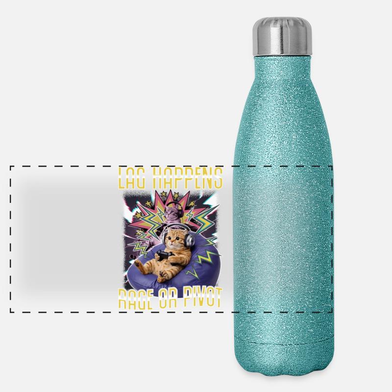 Funny Gaming Gamer Cat Panoramic Glitter Thermal Bottle 500 ml