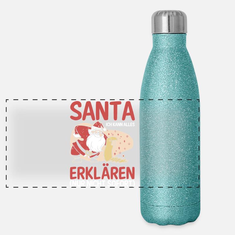 Weihnachtsmann Weihnachtszeit Unartig Weihnachts Panorama Glitzer Isolierflasche 500 ml