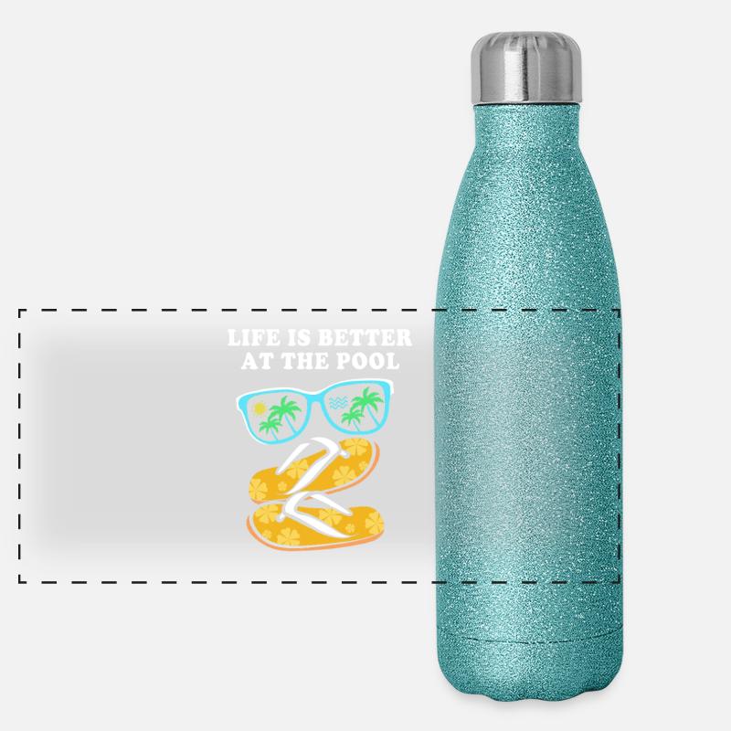 Fête à la piscine Gourde isotherme panoramique pailletée 500 ml