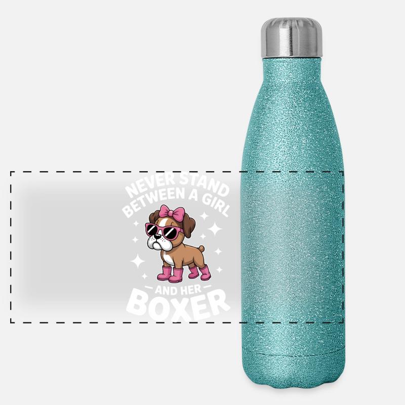 Boxer Hund Sprüche Lustige Boxer Geschenk Panorama Glitzer Isolierflasche 500 ml