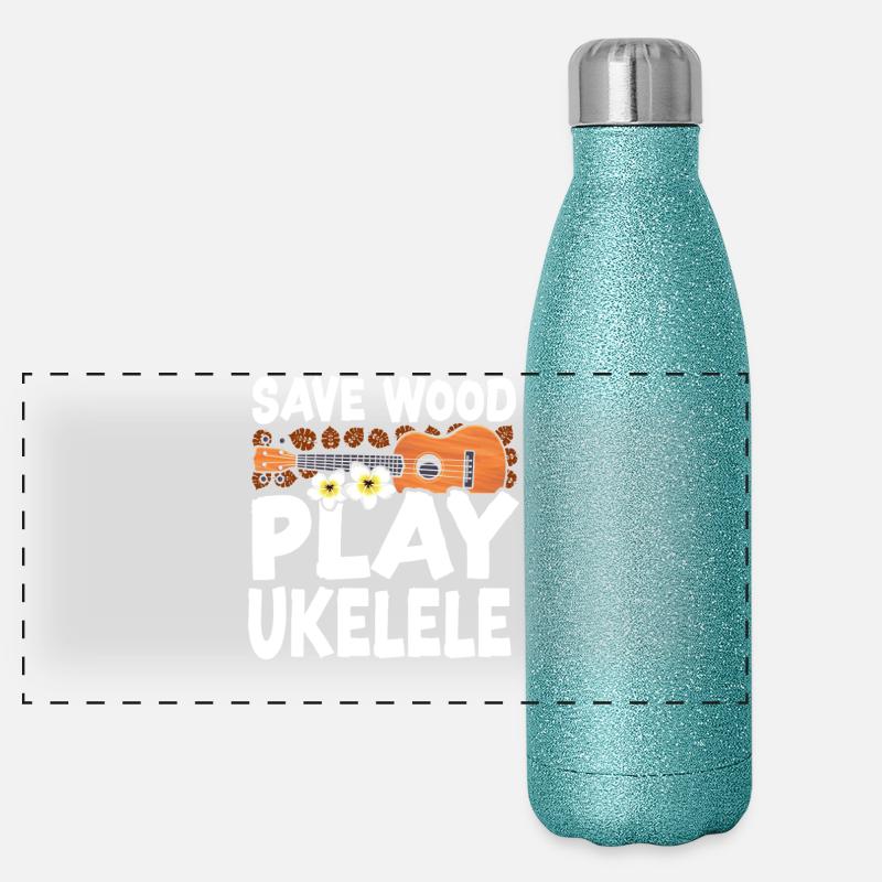 Ukulélé hawaïen Ukulélé Sauve le bois Gourde isotherme panoramique pailletée 500 ml