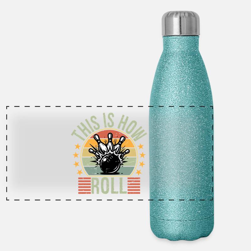 C’est comme ça que je roule le bowling rétro drôle. Gourde isotherme panoramique pailletée 500 ml