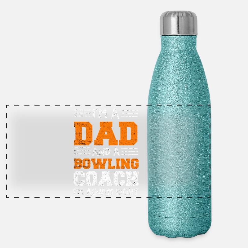 Ich bin Dad und Bowling-Coach Panorama Glitzer Isolierflasche 500 ml