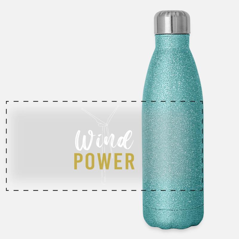 Windrad Windenergie Windkraft Panorama Glitzer Isolierflasche 500 ml