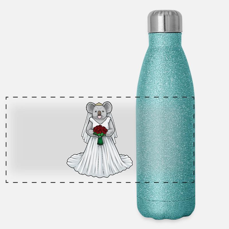 Koala Braut Rose Hochzeit Panorama Glitzer Isolierflasche 500 ml
