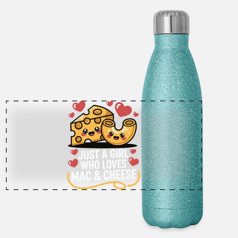 Mac & Cheese Lover - Kawaii Design Panoramic Glitter Thermal Bottle 500 ml