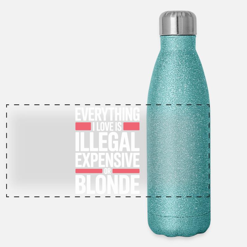 Everything I Love Illegal Expensive Blonde Men Panoramic Glitter Thermal Bottle 500 ml