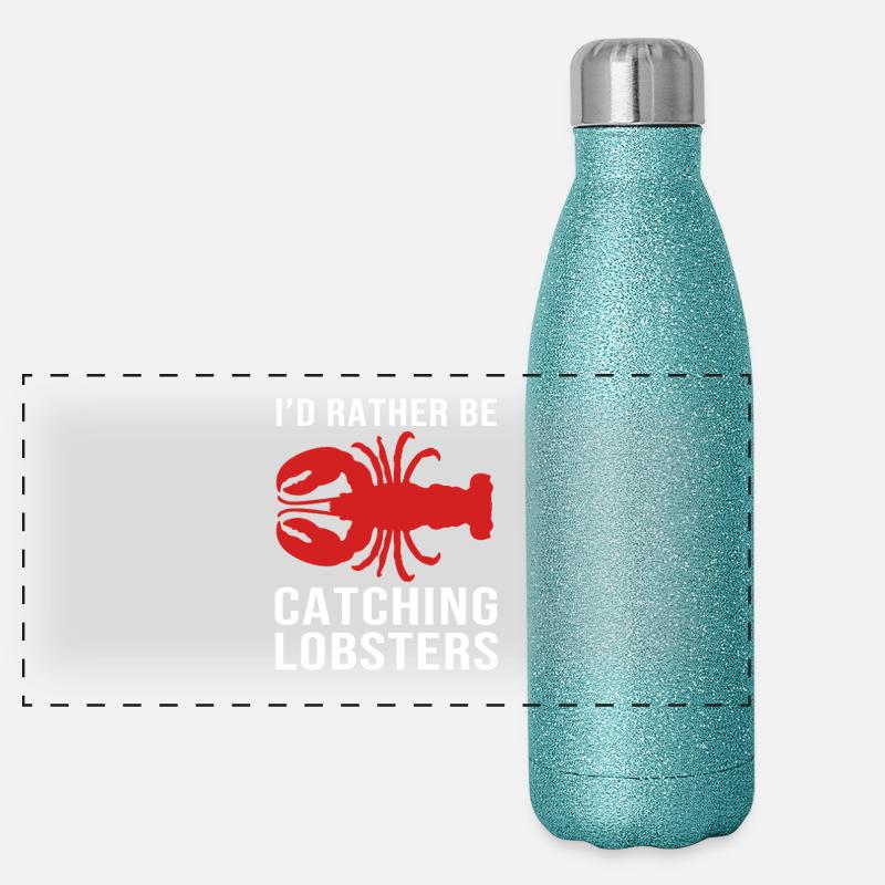 Spiny lobster, seafood, lobster, lobster Panoramic Glitter Thermal Bottle 500 ml