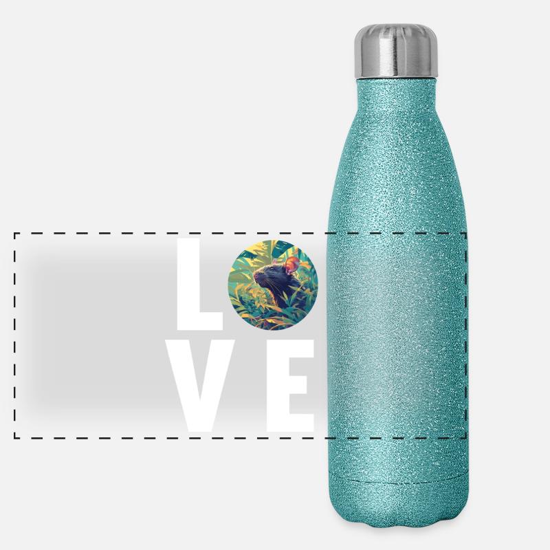 Rat Rat - Panoramic Glitter Thermal Bottle 500 ml - blue glitter