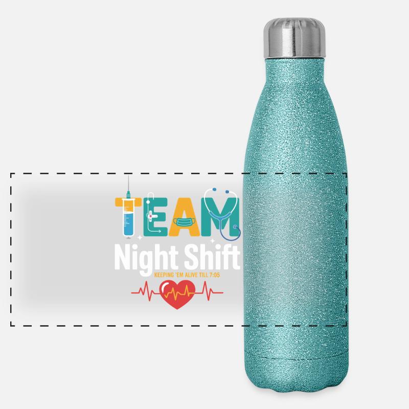 Team Night Shift Med Crew Panorama Glitzer Isolierflasche 500 ml