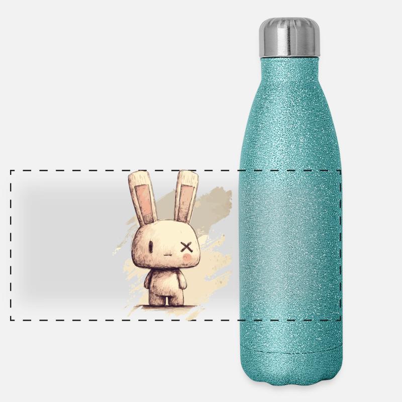 Un lapin mignon aux yeux X Gourde isotherme panoramique pailletée 500 ml