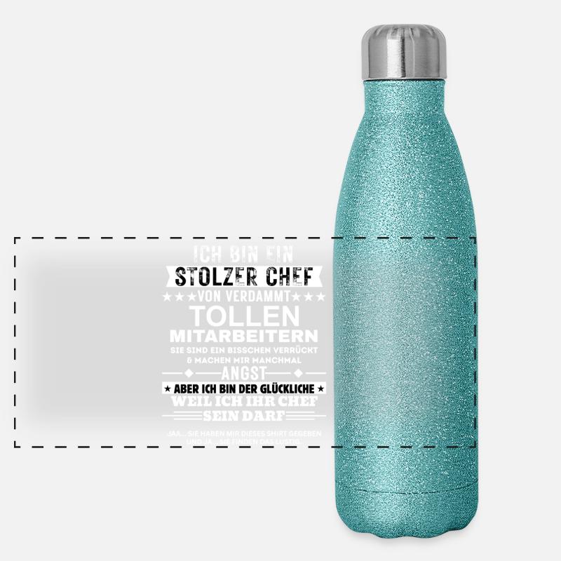 Stolzer Chef von tollen Mitarbeitern Geschenk Panorama Glitzer Isolierflasche 500 ml