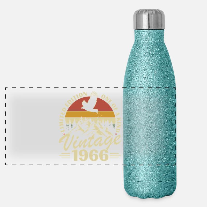 1966 Vintage Retro Geburtstagsgeschenk Panorama Glitzer Isolierflasche 500 ml