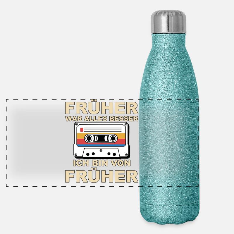 Früher war alles besser - Ich bin von früher Panorama Glitzer Isolierflasche 500 ml