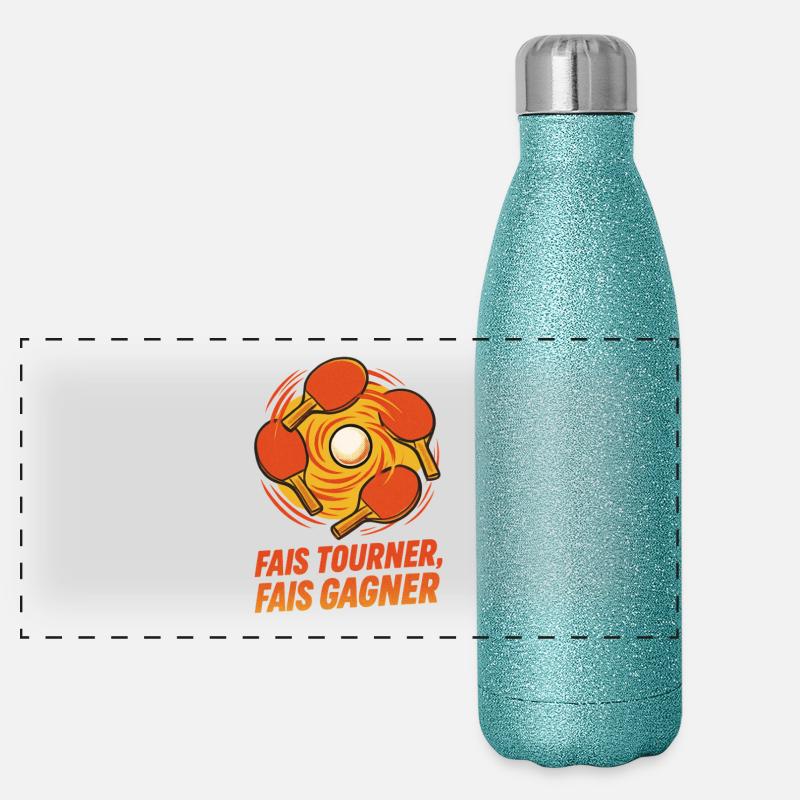 Spin Make Win – Tischtennis Panorama Glitzer Isolierflasche 500 ml