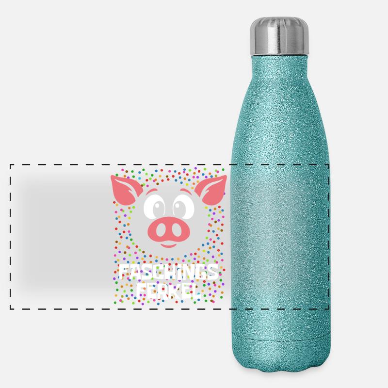 Faschings Ferkel | Kostüm Karneval Verkleidung Panorama Glitzer Isolierflasche 500 ml