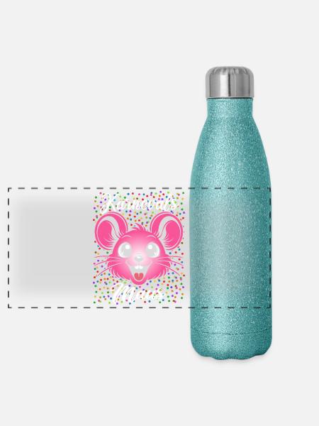 Karnevals Maus | Partner Kostüm Damen - Panorama Glitzer Isolierflasche 500 ml - Blau Glitzer