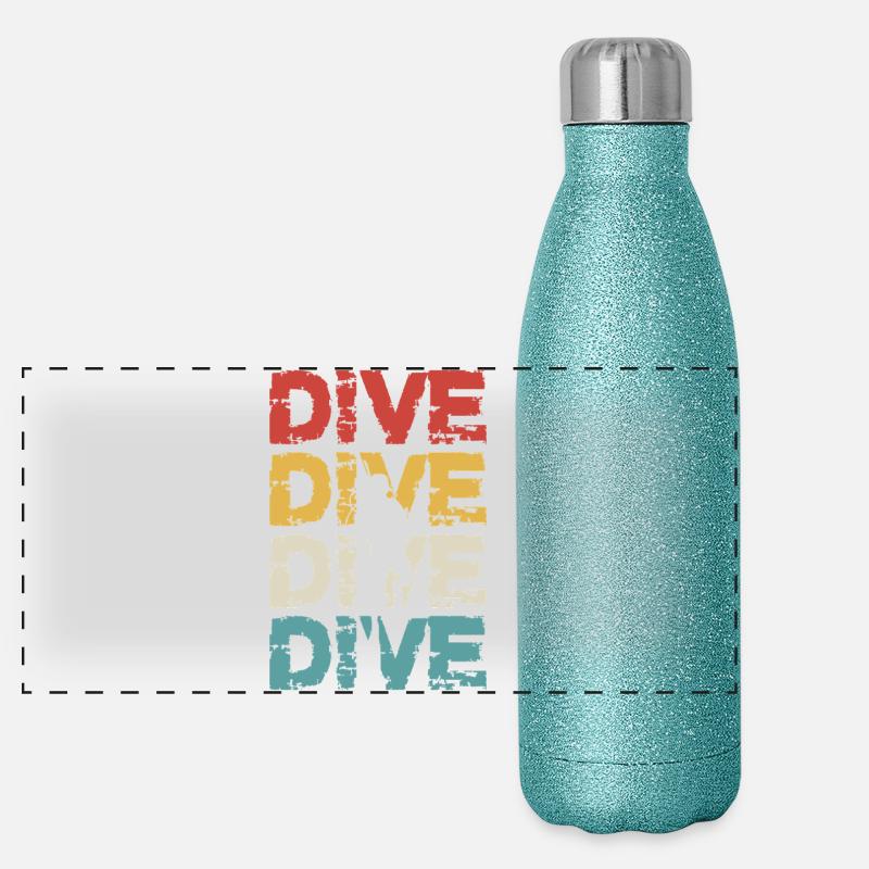 Design rétro vintage diver Gourde isotherme panoramique pailletée 500 ml