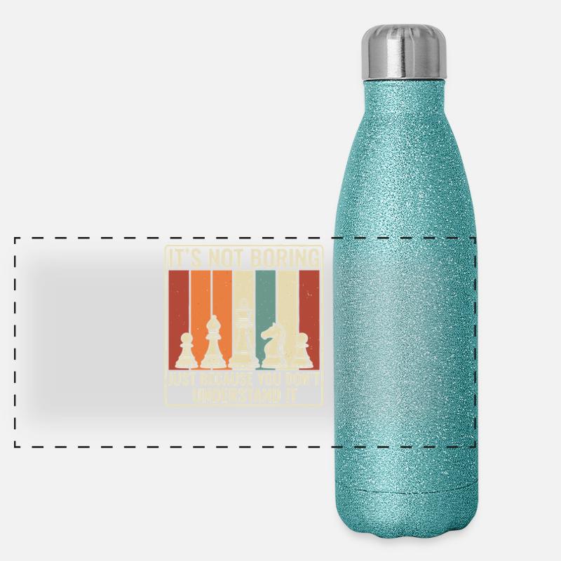 Les échecs ne sont pas ennuyeux – Retro Strategy Desi Gourde isotherme panoramique pailletée 500 ml
