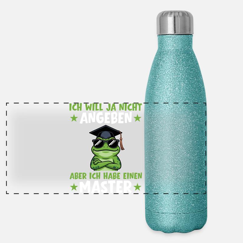 Master's exam passed, frog graduation completed Panoramic Glitter Thermal Bottle 500 ml